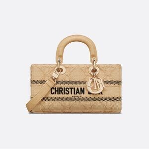 Dior Lady D Joy S Canvas Raffia Bag